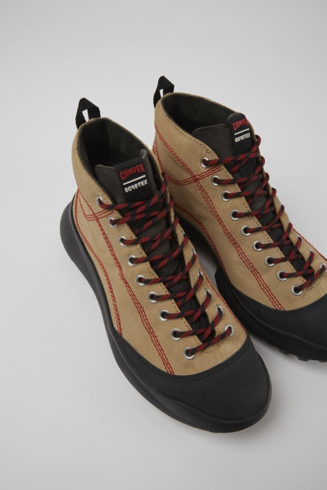 Camper Design Crclr Gore-tex Beżowy Nubuk I Tekstylne Trampki Dla Kobiet
