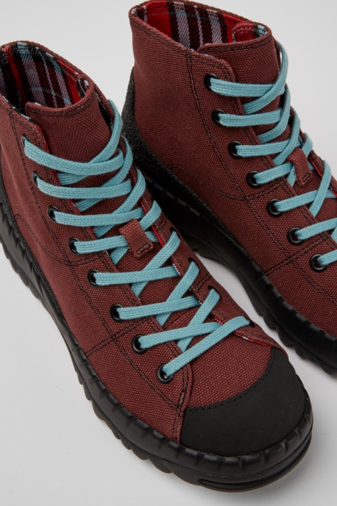 Buty Camper Design Teix W Kolorze Bordowym Z Gumy I Bawełny Bci