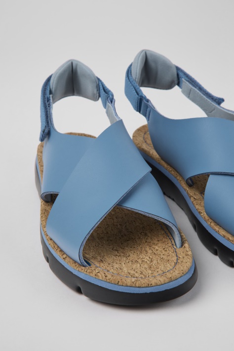 Design Oruga Niebieskie Skórzane I Tekstylne Sandały Dla Kobiet Camper