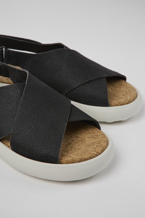 Camper Design Pelotas Flota Czarno-białe Skórzane Sandały Damskie