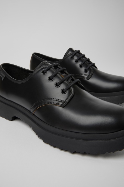 Camper Design Walden Czarne Skórzane Buty Sznurowane Dla Mężczyzn