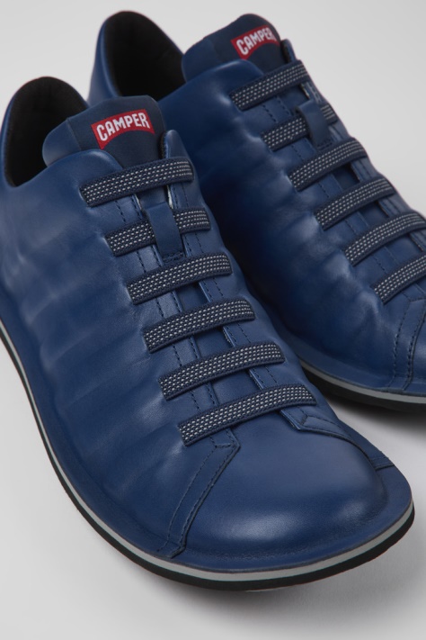 Beetle Niebieskie Skórzane Buty Dla Mężczyzn Ekskluzywne Camper