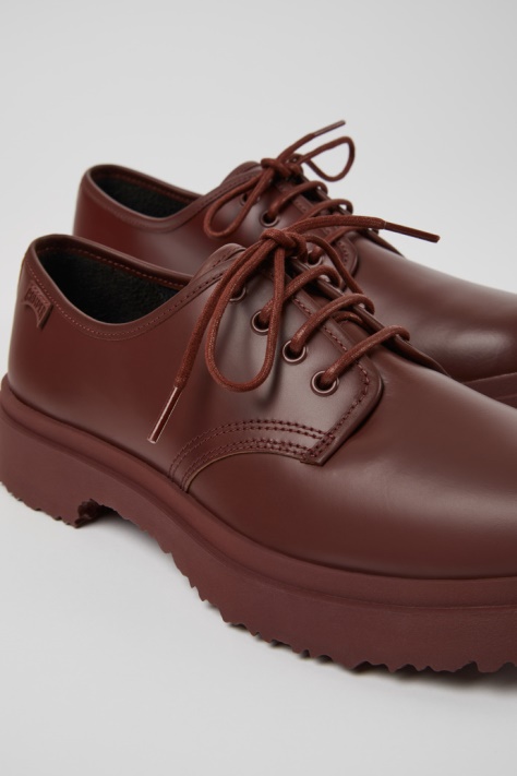 Design Walden Bordowe Skórzane Sznurowane Buty Męskie Dla Kamperów