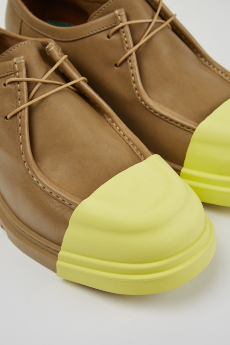 Beżowe, Skórzane Buty Męskie Designu Camper