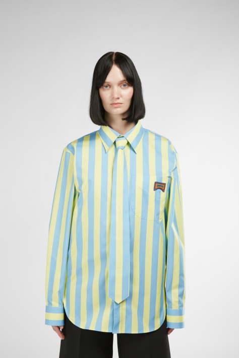 Ekskluzywna Koszulka Typu Camper W Niebiesko-żółte Paski Unisex