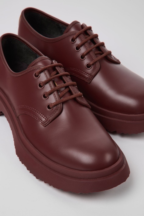 Buty Sznurowane Camper Walden Ze Skóry W Kolorze Bordowym Dla Kobiet